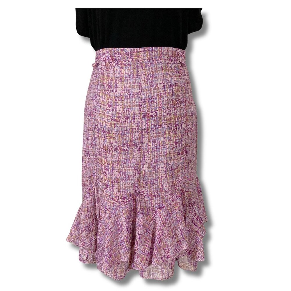 Elegant Purple Tweed Pencil Skirt